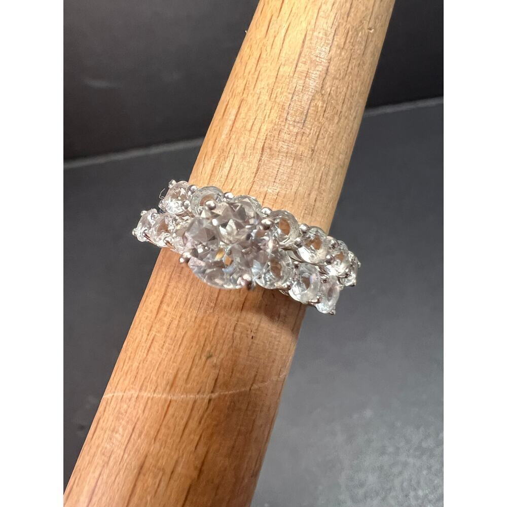 New White Topaz Stackable Ring Set In Platinum Ov… - image 1